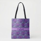 Paarse hart gepersonaliseerd tote bag (Voorkant)