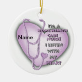 Paarse Hart Home Gezondheidszorg Verpleegster Keramisch Ornament (Voorkant)