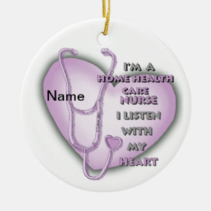Paarse Hart Home Gezondheidszorg Verpleegster Keramisch Ornament