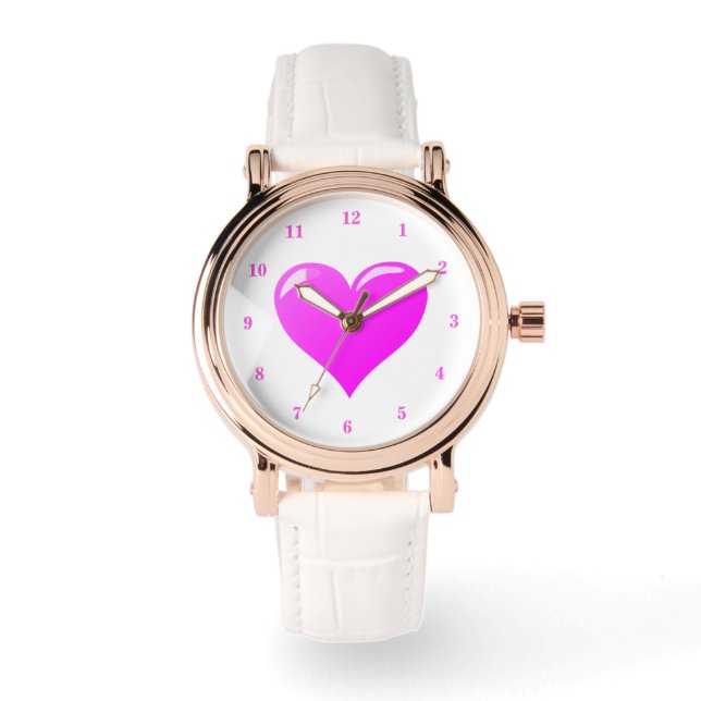 Paarse Hart Horloge - Liefde (Voorkant)