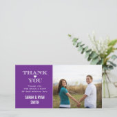 Paarse Hart Huwelijksfoto Dankkaart Bedankkaart (Staand voorkant)