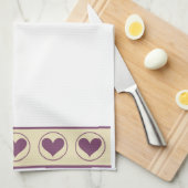 Paarse Hart Keuken Handdoeken (Quarter Fold)