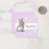 Paarse hart konijn Baby shower dank u briefkaarten (Voorkant / Achterkant in situ)