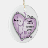 Paarse hart langdurige zorg verpleegkundige keramisch ornament (Rechts)