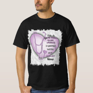 Paarse hart langdurige zorg verpleegkundige t-shirt