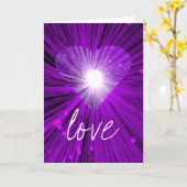 Paarse Hart 'Liefde' 'Jouw Tekst' wenskaart Kaart (Gele Bloem)