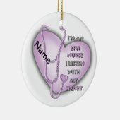 Paarse Hart LPN Verpleegkundige Keramisch Ornament (Rechts)