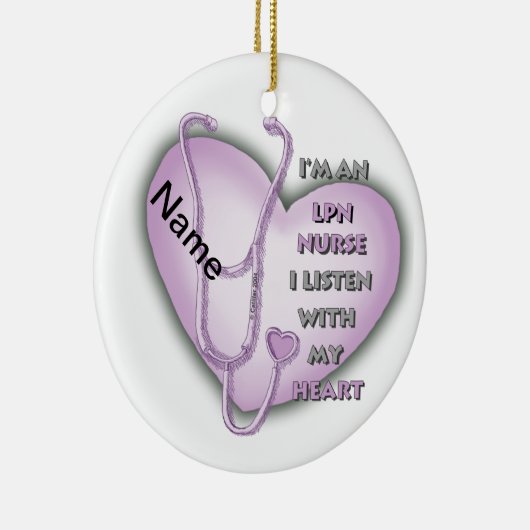 Paarse Hart LPN Verpleegkundige Keramisch Ornament (Rechts)