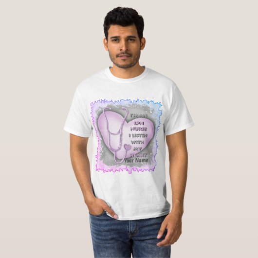 Paarse Hart LPN Verpleegkundige T-shirt (Voorkant volledig)