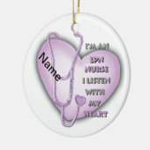 Paarse Hart LPN-verpleegster Keramisch Ornament (Links)