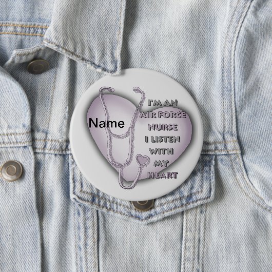 Paarse Hart Luchtmacht Verpleegster Ronde Button 4,0 Cm (In situ)