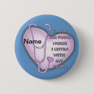 Paarse Hart Luchtmacht Verpleegster Ronde Button 5,7 Cm