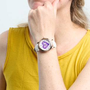 Paarse Hart met LIEFDE Horloge