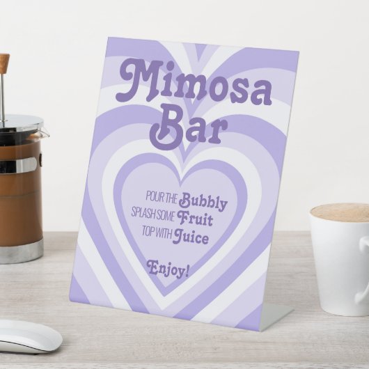 Paarse Hart Mimosa Bar Display Tafelblad Bord Reclamebord Met Voetstuk (Insitu)