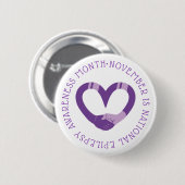 Paarse hart nationale epilepsie bewustzijnsmaand ronde button 5,7 cm (Voorkant /achterkant)