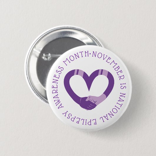 Paarse hart nationale epilepsie bewustzijnsmaand ronde button 5,7 cm (Voorkant /achterkant)