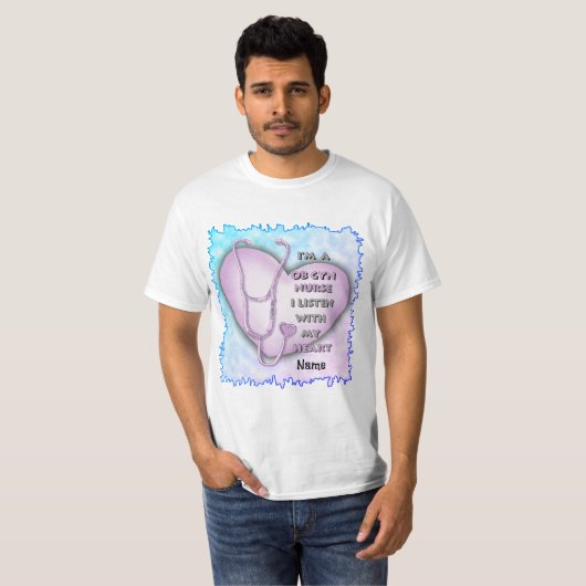 Paarse Hart ObGyn Verpleegster T-shirt (Voorkant volledig)