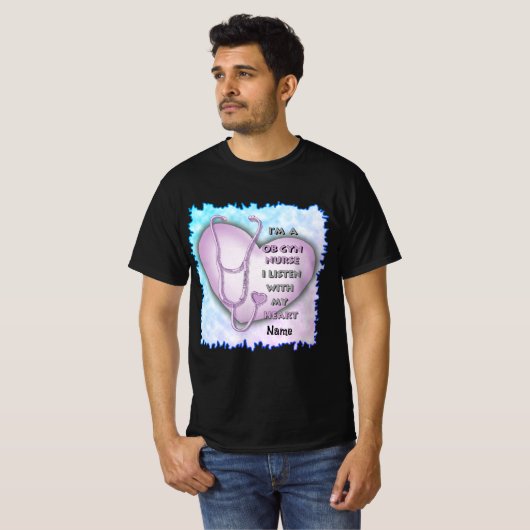 Paarse Hart ObGyn Verpleegster T-shirt (Voorkant volledig)