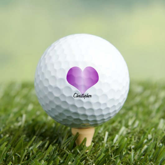 Paarse Hart Ontwerp Persoonlijk Gemaakt Golfballen (Insitu Shirt)