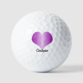 Paarse Hart Ontwerp Persoonlijk Gemaakt Golfballen (Voorkant)