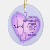 Paarse hart oogheelkundige verpleegkundige keramisch ornament (Links)