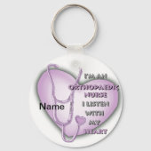 Paarse hart orthopedisch verpleegkundige sleutelhanger (Voorkant)