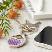 Paarse Hart Paarse Diamant Argyle Patroon Sleutelhanger (Zijkant)