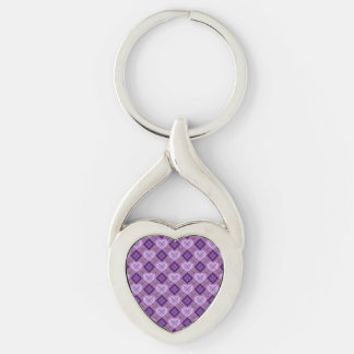 Paarse Hart Paarse Diamant Argyle Patroon Sleutelhanger