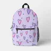 paarse hart rugzak school bookbag Reizen (Voorkant)