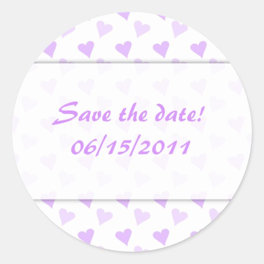 Paarse hart Save the Date Stickers (Voorkant)