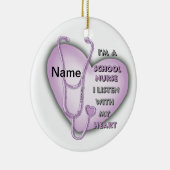 Paarse Hart School Verpleegkundige aangepaste verp Keramisch Ornament (Rechts)