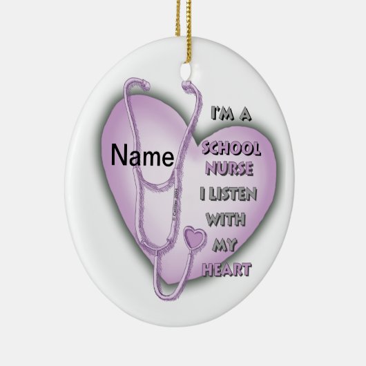 Paarse Hart School Verpleegkundige aangepaste verp Keramisch Ornament (Rechts)