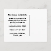 Paarse hart sparen de datum bruiloft aankondigingskaart (Achterkant)