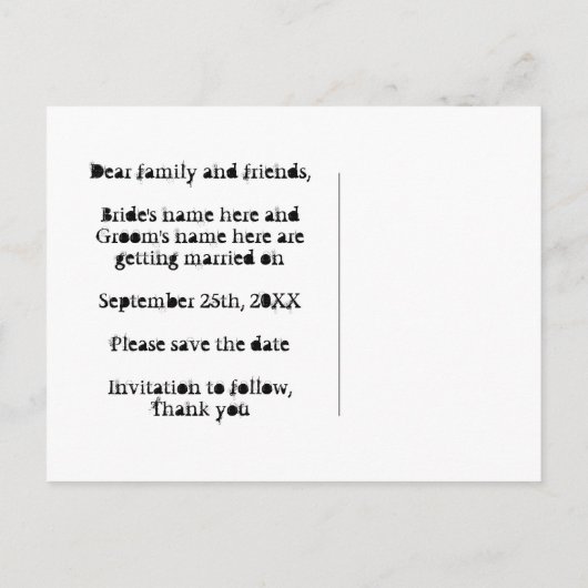 Paarse hart sparen de datum bruiloft aankondigingskaart (Achterkant)