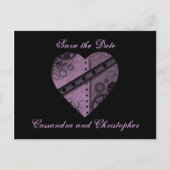 Paarse hart sparen de datum bruiloft aankondigingskaart (Voorkant)