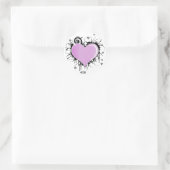 Paarse Hart Tattoo Stijl met Bloemen Ronde Sticker (Tas)