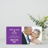 Paarse Hart Trouwfoto Dank u kaarten (Staand voorkant)
