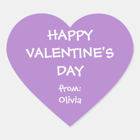 Paarse hart valentijn gepersonaliseerde cadeau lab sticker (Voorkant)