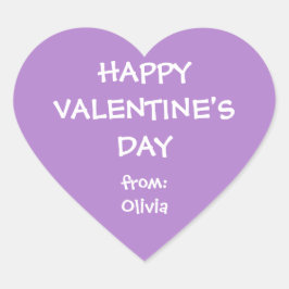 Paarse hart valentijn gepersonaliseerde cadeau lab sticker