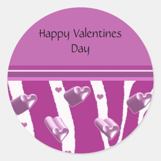 Paarse Hart Valentijnsdag Ronde Sticker (Voorkant)