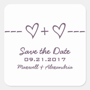 Paarse Hart Vergelijking Save the Date Stickers