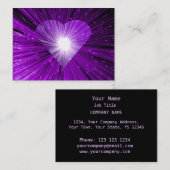 Paarse Hart visitekaartje zwart mollig (Voorkant / Achterkant)