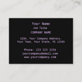 Paarse Hart visitekaartje zwart mollig (Achterkant)