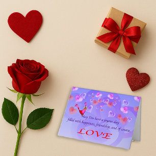 Paarse Hart Vogel Valentijnskaart Bedankkaart