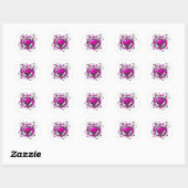 Paarse Hart voor Valentijn Ronde Sticker (Vel)