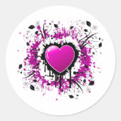 Paarse Hart voor Valentijn Ronde Sticker (Voorkant)