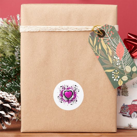 Paarse Hart voor Valentijn Ronde Sticker