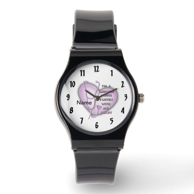 Paarse Hart vroedvrouw verpleegster Horloge (Voorkant)
