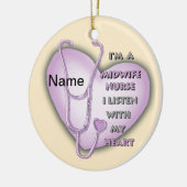 Paarse Hart vroedvrouw verpleegster Keramisch Ornament (Links)