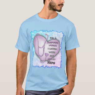 Paarse Hart vroedvrouw verpleegster T-shirt